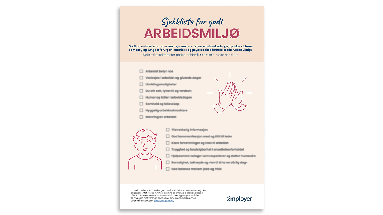 Last Ned Gratis: Sjekkliste For Godt Arbeidsmiljø | Simployer